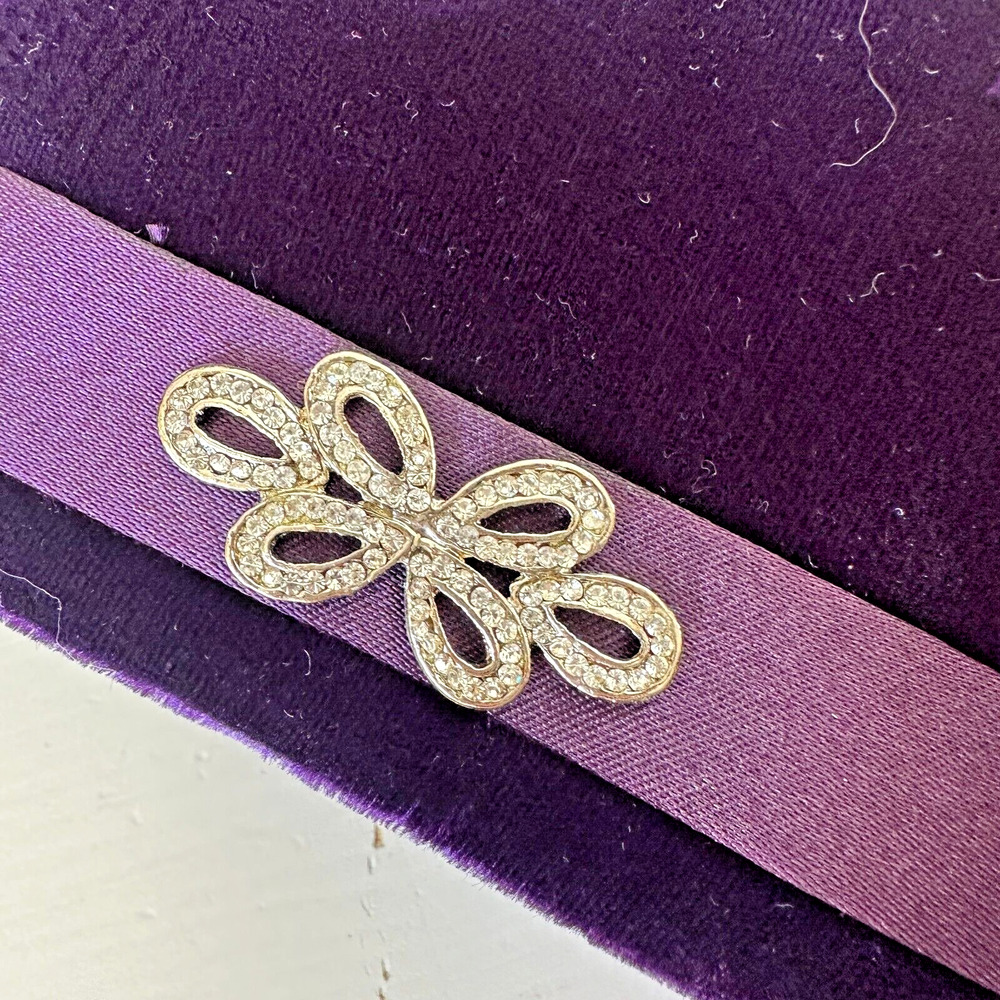 Savannah Purple Velour Clutch Rhinestone Embellished Hidden Rope Strap Clutch - Picture 9 of 12